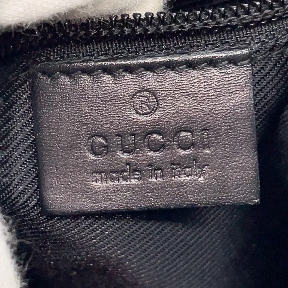 Auth Gucci GG Canavs x Leather Black  SV Sacoche Shoulder Bag